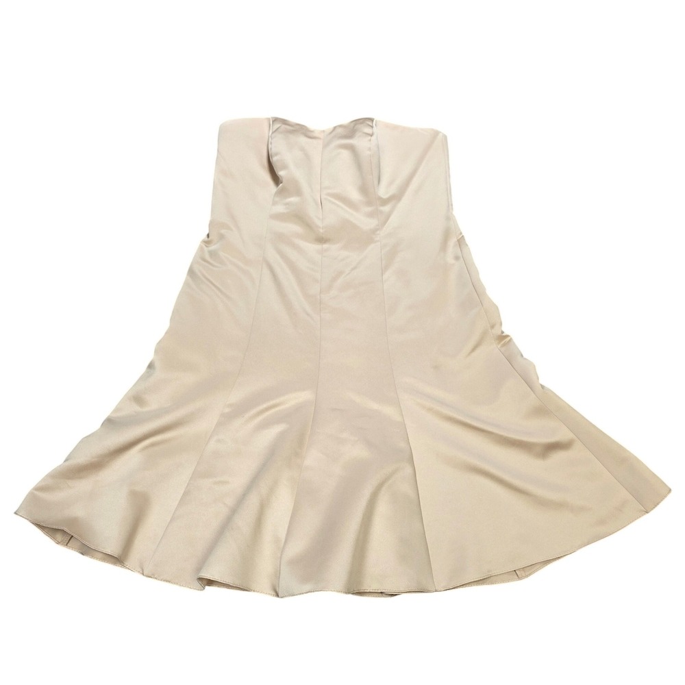 David's Bridal Satin Strapless Cocktail Dress Women's Size 12 Champagne Made USA